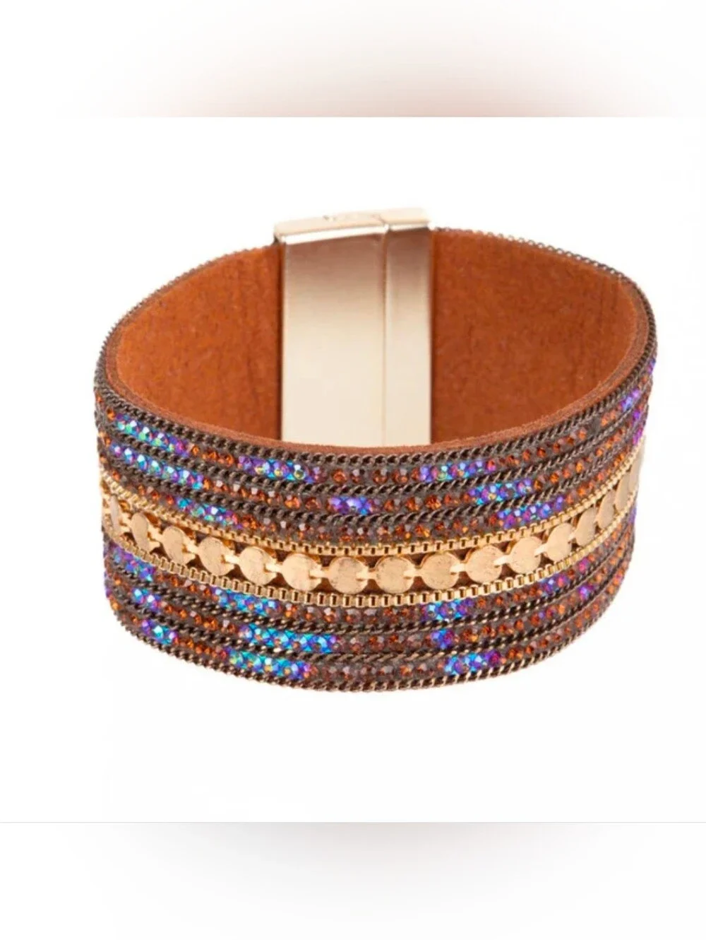 SAACHI  Light Shimmering Glistening Crystal Bracelet In Rust NWT$60